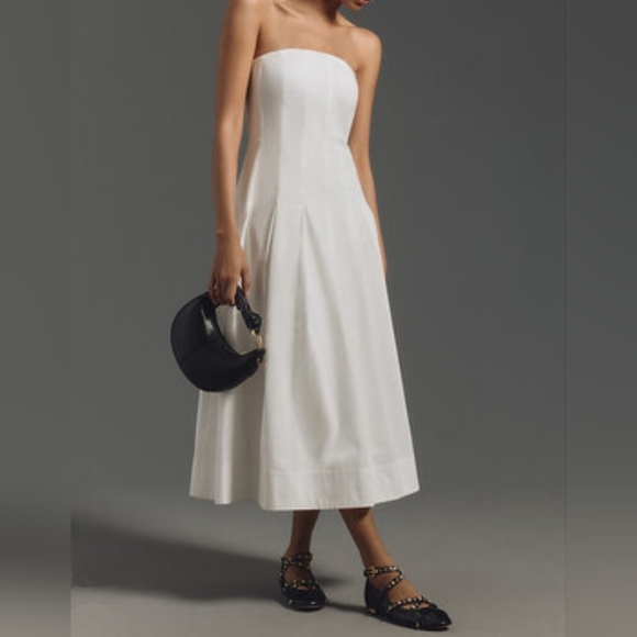 Mare Mare x Anthropologie White Strapless Seamed A-Line Midi Dress, XL - Picture 15 of 15